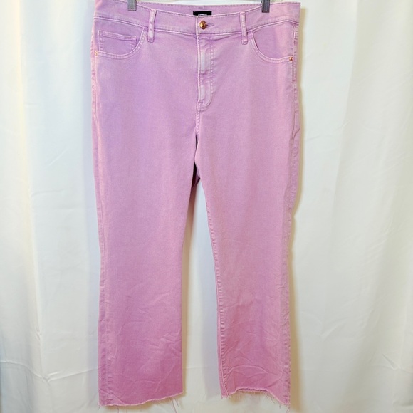 Express Womens 12R Cropped Flare Jeans Pastel Purple High Rise Stretch Wide Leg - Picture 2 of 15